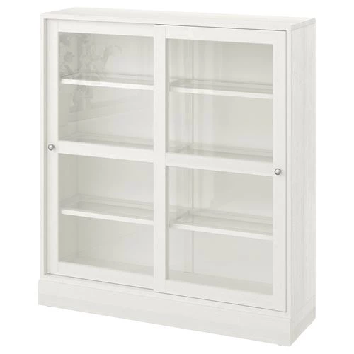 Шкаф-витрина с цоколем - IKEA HAVSTA, 121x37x134 см, белый ХАВСТА ИКЕА (изображение №1)