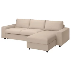 Диван-кровать угловой 2-местный - IKEA VIMLE, 285х98/241х83 см, бежевый, ВИМЛЕ ИКЕА