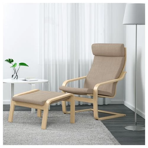 Кресло-качалка - IKEA POÄNG/POANG/ПОЭНГ ИКЕА, 68х82х100 см, бежевый (изображение №3)