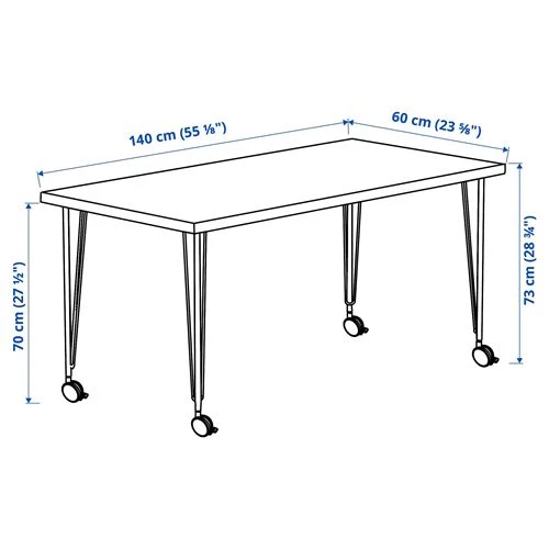 Письменный стол - IKEA LAGKAPTEN/KRILLE, 140х60 см, черно-коричневый/черный, ЛАГКАПТЕН/КРИЛЛЕ ИКЕА (изображение №2)