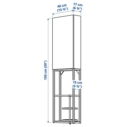 Стеллаж - IKEA ENHET, 40х15х150 см, белый, ЭНХЕТ ИКЕА (изображение №4)