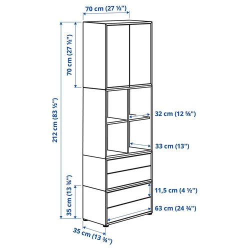 Комбинация для хранения - EKET IKEA/ ЭКЕТ ИКЕА, 70x35x212  см, белый (изображение №4)