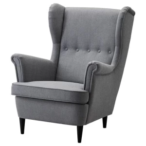 Кресло с подголовником - IKEA STRANDMON, 82х96х101 см, серый, СТРАНДМОН ИКЕА