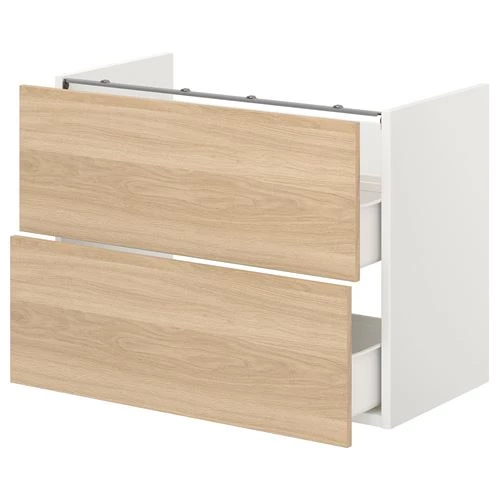 Тумба для раковины - ENHET IKEA/ ЭНХЕТ ИКЕА,  80x42x60 см, белый/под беленый дуб (изображение №1)