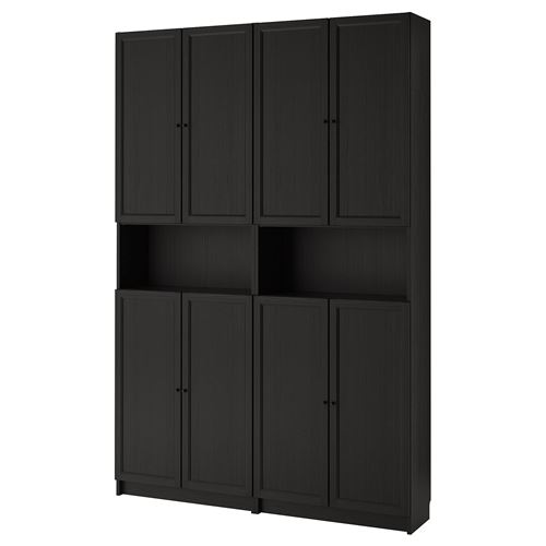 Книжный шкаф с дверцей - BILLY/OXBERG IKEA/ БИЛЛИ/ОКСБЕРГ ИКЕА, 30х160х237 см, чёрный