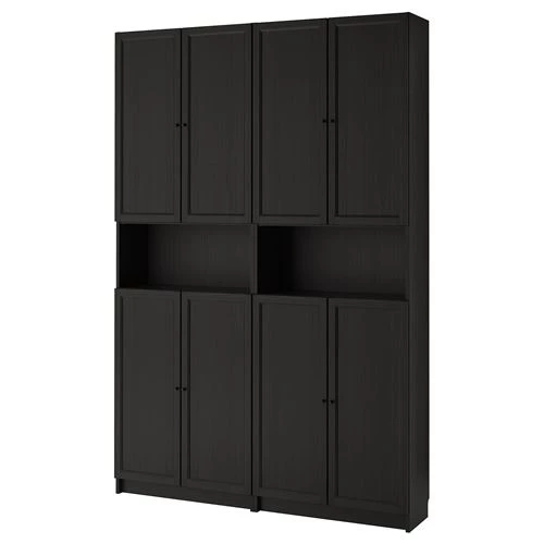 Книжный шкаф с дверцей - BILLY/OXBERG IKEA/ БИЛЛИ/ОКСБЕРГ ИКЕА, 30х160х237 см, чёрный (изображение №1)
