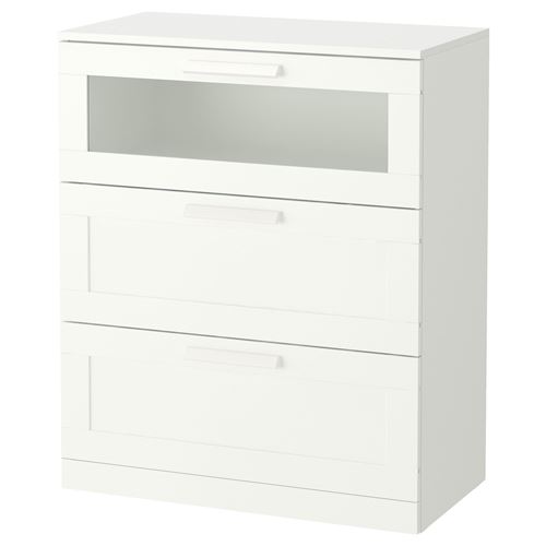 Комод с 3 ящиками - IKEA BRIMNES, 78х95 см, белый, БРИМНЭС/БРИМНЕС ИКЕА