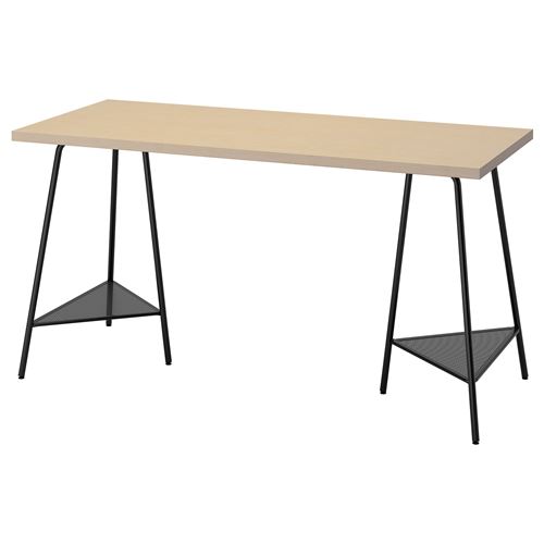 Рабочий стол - IKEA MÅLSKYTT/MALSKYTT/TILLSLAG , 140х60 см, береза/черный, МОЛСКЮТТ/ТИЛЛЬСЛАГ ИКЕА