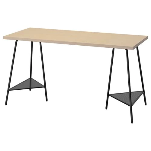 Рабочий стол - IKEA MÅLSKYTT/MALSKYTT/TILLSLAG , 140х60 см, береза/черный, МОЛСКЮТТ/ТИЛЛЬСЛАГ ИКЕА (изображение №1)
