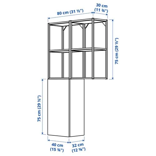 Стеллаж - IKEA ENHET, 80х32х150 см, белый/серый, ЭНХЕТ ИКЕА (изображение №10)