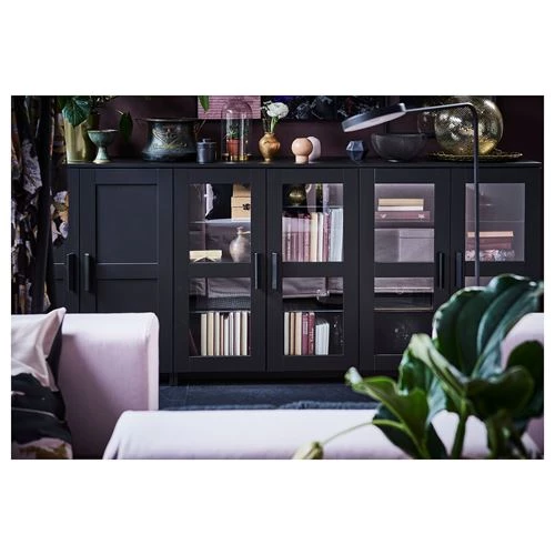Шкаф с 2 дверями - IKEA BRIMNES, 78х95 см, черный, БРИМНЕС ИКЕА (изображение №5)