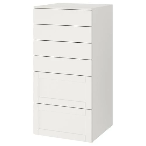 Комод детский - IKEA PLATSA/SMÅSTAD/SMASTAD, 60x55x123 см, белый, ИКЕА (изображение №1)