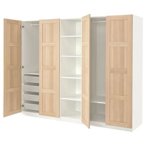 Платяной шкаф - IKEA PAX/BERGSBO, 250x60x201 см, белый/под беленый дуб ПАКС/БЕРГСБУ ИКЕА
