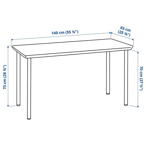 Письменный стол - IKEA ANFALLARE/ADILS, 140x65 см, бамбук/серый, АНФАЛЛАРЕ/АДИЛЬС ИКЕА (изображение №5)