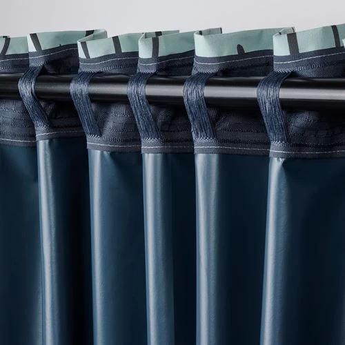 Штора - IKEA MURLAVSMAL, 300х270 см, светло-синий/черный, МУРЛАВСМАЛ ИКЕА (изображение №5)