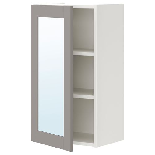 Навесной шкаф - ENHET IKEA/ЭНХЕТ ИКЕА, 40x30x75 см, белый /серый