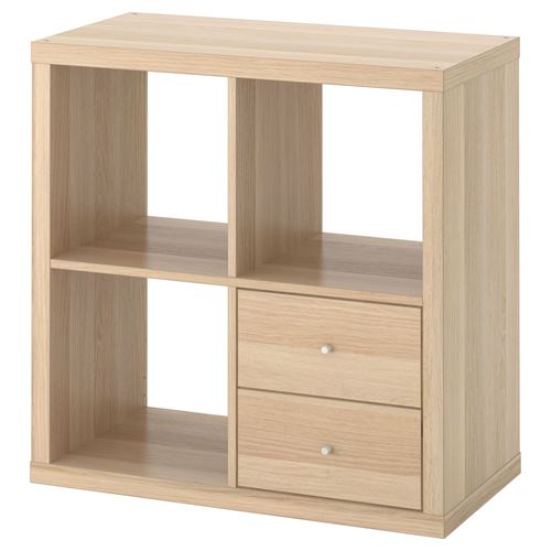 Стеллаж 4 ячейки с ящиками - IKEA KALLAX, 77х77 см, под беленый дуб, КАЛЛАКС ИКЕА
