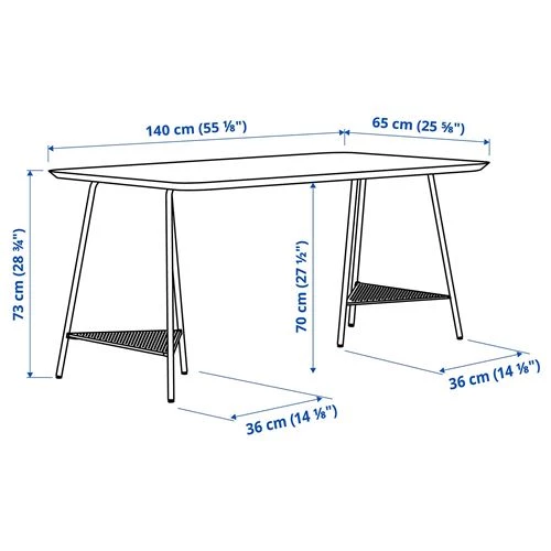 Письменный стол - IKEA ANFALLARE/TILLSLAG, 140х65 см, бамбук/белый, АНФАЛЛАРЕ/ТИЛЛЬСЛАГ ИКЕА (изображение №5)