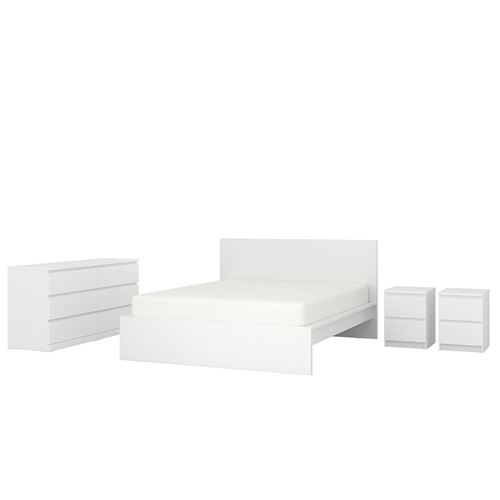 Комплект мебели д/спальни  - IKEA MALM/LURÖY/LUROY, 160х200см, белый, МАЛЬМ/ЛУРОЙ ИКЕА