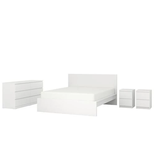 Комплект мебели д/спальни  - IKEA MALM/LURÖY/LUROY, 160х200см, белый, МАЛЬМ/ЛУРОЙ ИКЕА (изображение №1)