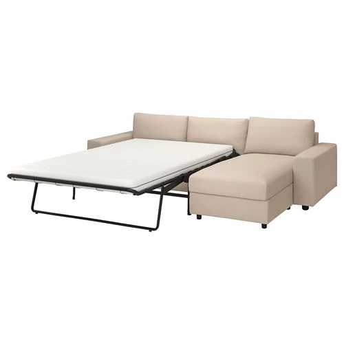 Диван-кровать угловой 2-местный - IKEA VIMLE, 285х98/241х83 см, бежевый, ВИМЛЕ ИКЕА (изображение №2)