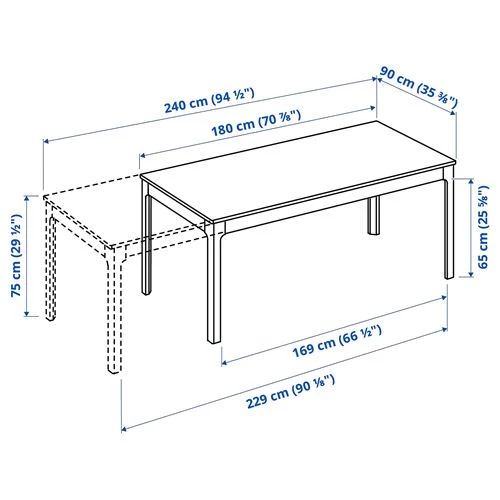 Стол и 6 стульев - IKEA EKEDALEN/ODGER, 180/240х90 см, темно-коричневый/бежевый, ЭКЕДАЛЕН/ОДГЕР ИКЕА (изображение №7)