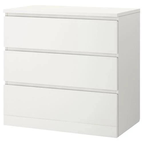 Комод с 3 ящиками - IKEA MALM, 80x78х48 см, белый МАЛЬМ ИКЕА (изображение №1)