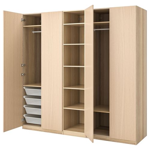 Платяной шкаф - IKEA PAX/FORSAND, 250x60x236 см, под беленый дуб ПАКС/ФОРСАНД ИКЕА
