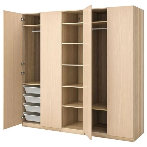 Платяной шкаф - IKEA PAX/FORSAND, 250x60x236 см, под беленый дуб ПАКС/ФОРСАНД ИКЕА (изображение №1)