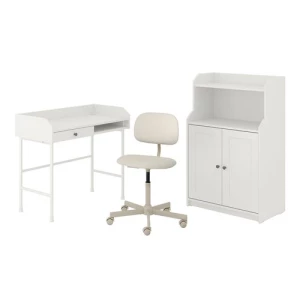 Комбинация: стол, кресло и шкаф - IKEA HAUGA/BLECKBERGET, 100х45 см, 116х70х41 см, белый, ХАУГА/БЛЕКБЕРГЕТ ИКЕА