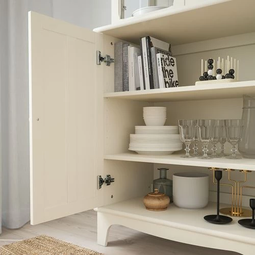 Шкаф со стеклянными дверцами - IKEA LOMMARP, 86x199 см, светло-бежевый ЛОММАРП ИКЕА (изображение №4)