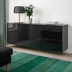 Навесной шкаф - IKEA BESTÅ/BESTA, 180x42x64 см, черный, БЕСТО ИКЕА