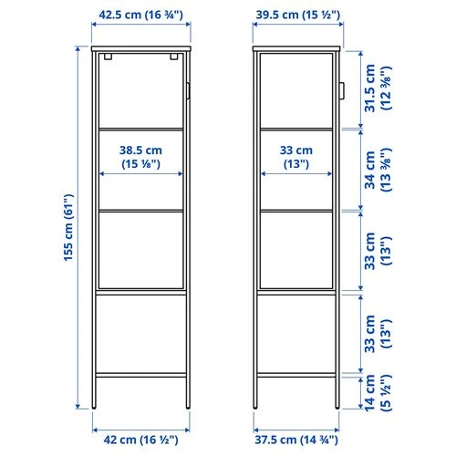 Шкаф со стеклянными дверцами  - RUDSTA IKEA/ РУДСТА ИКЕА, 42x37x155 см, черный/прозрачный (изображение №6)