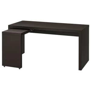 Письменный стол с выдвижной панелью - IKEA MALM, 151х65х73 см, черно-коричневый  МАЛЬМ ИКЕА