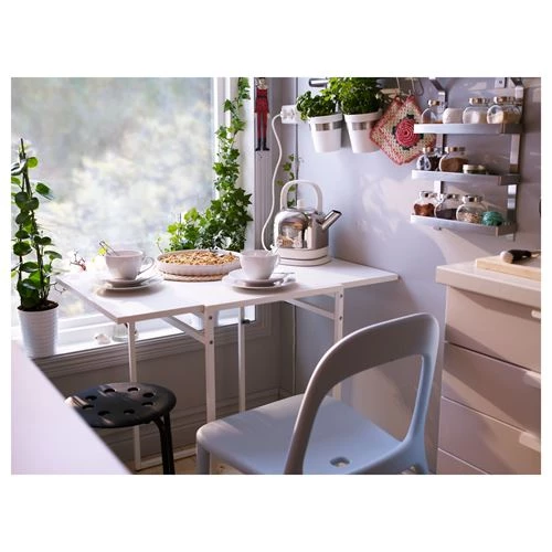 Раскладной кухонный стол - IKEA MUDDUS, 92/48х60х74 см, белый, ИКЕА (изображение №6)
