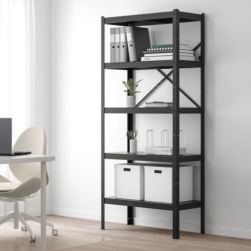 Стеллаж - IKEA BROR, 85х40х190 см, черный, БРУР ИКЕА (изображение №9)