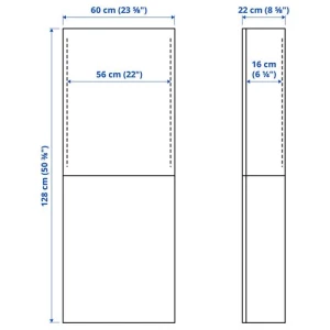 Навесной шкаф - IKEA BESTÅ, 60x22x128 см, серый, БЕСТО ИКЕА