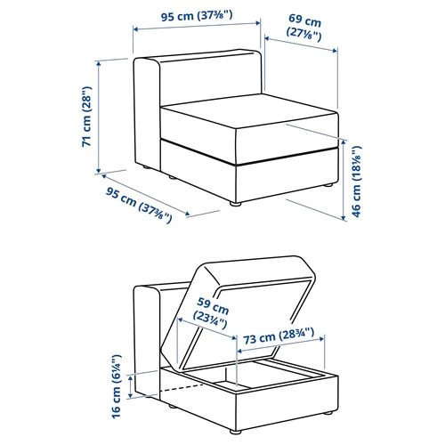 Кресло - IKEA JÄTTEBO/JATTEBO,  95х95х71 см, серый, ЙЕТТЕБО/ЯТТЕБО ИКЕА (изображение №7)