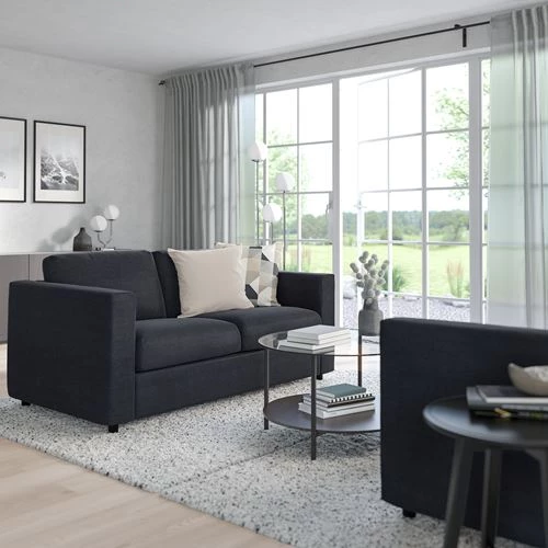 Диван-кровать 2-местный - IKEA VIMLE, 190х98х83 см, черный, ВИМЛЕ ИКЕА (изображение №3)