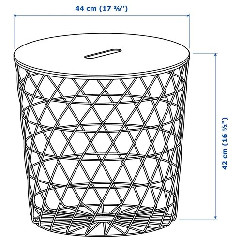 Столик с отделениями д/хранения - IKEA KVISTBRO/ИКЕА КВИСТБРУ, 44х44х42 см, серебристый/темно-серо-зеленый (изображение №5)