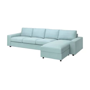 Диван угловой 3-местный - IKEA VIMLE, 336х98/164х83 см, голубой, ВИМЛЕ ИКЕА