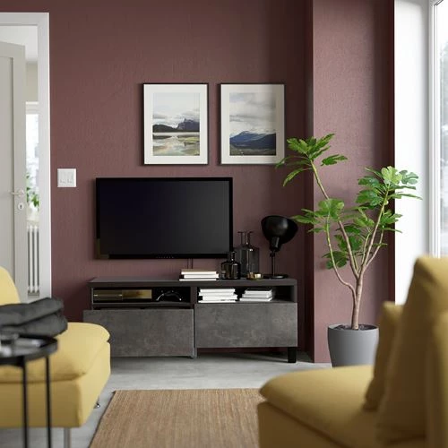 Тумба под ТВ - IKEA BESTÅ/BESTA, 120x42x48 см, серый, Бесто ИКЕА (изображение №2)