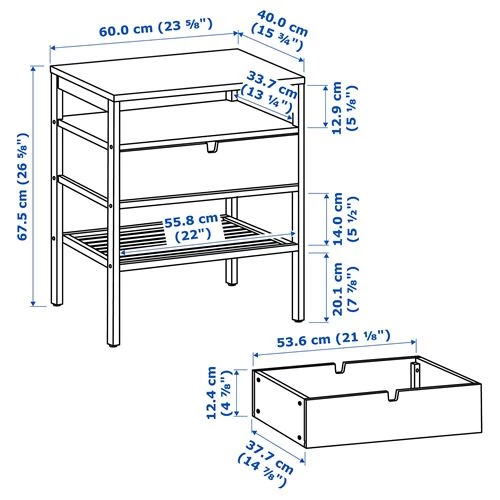 Тумба - IKEA NORDKISA/НОРДКИСА ИКЕА, 68х40х60 см, светло-коричневый (изображение №8)