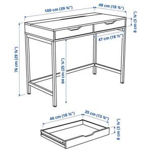 Письменный стол с ящиками - IKEA ALEX, 100x48 см, белый, АЛЕКС ИКЕА