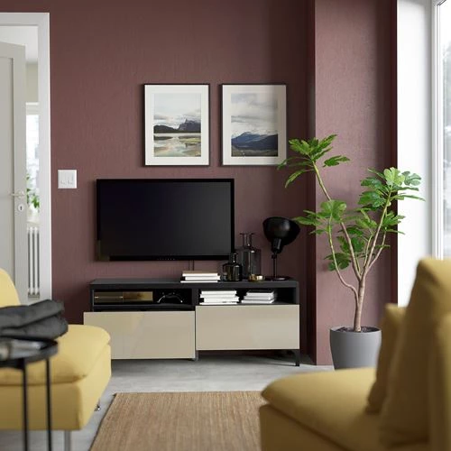 Тумба под ТВ - IKEA BESTÅ/BESTA, 120x42x48 см, черный, Бесто, ИКЕА (изображение №2)
