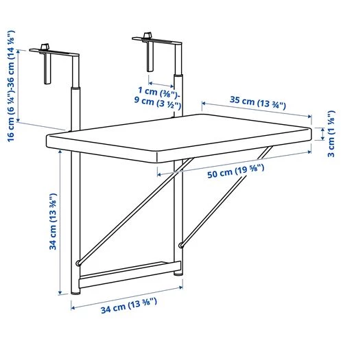 Стол садовый - IKEA TORPARÖ/TORPARO, 50х35 см, белый, ТОРПАРЁ ИКЕА (изображение №5)