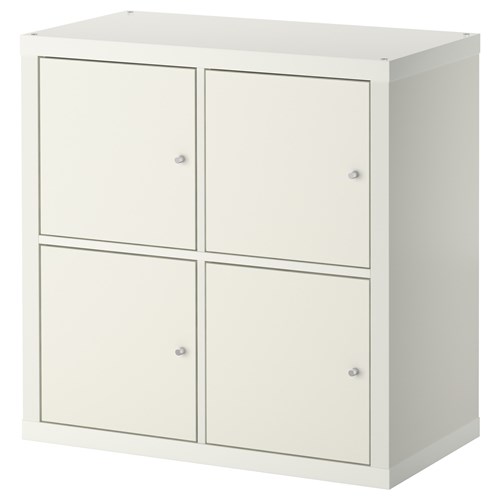Стеллаж 4 ячейки с дверцами - IKEA KALLAX, 77х77 см, белый, КАЛЛАКС ИКЕА