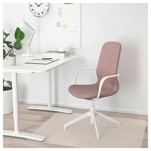 Офисный стул - IKEA LÅNGFJÄLL/LANGFJALL, 67x67x104см, белый/розовый, ЛЭНГФЬЮЭЛЛЬ ИКЕА (изображение №2)