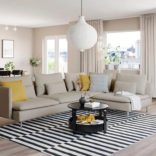 4-местный угловой диван - IKEA SÖDERHAMN/SODERHAMN, 99x192/291см, серый/светло-серый, СЕДЕРХАМН ИКЕА (изображение №2)