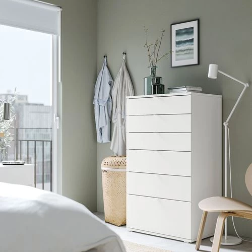 Комод с 6 ящиками - IKEA VIHALS/ВИХАЛС ИКЕА, 120х47х70 см, белый (изображение №2)